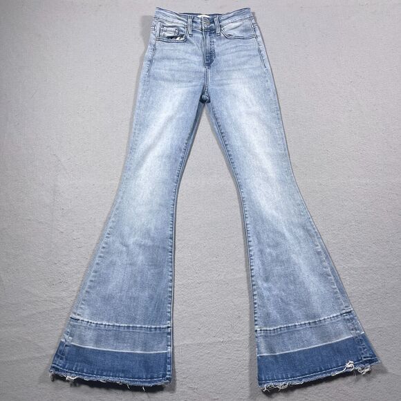 Ceros Jeans Denim - Ceros Jeans Women 24 Light Wash High Rise Super Flare Disco Boho